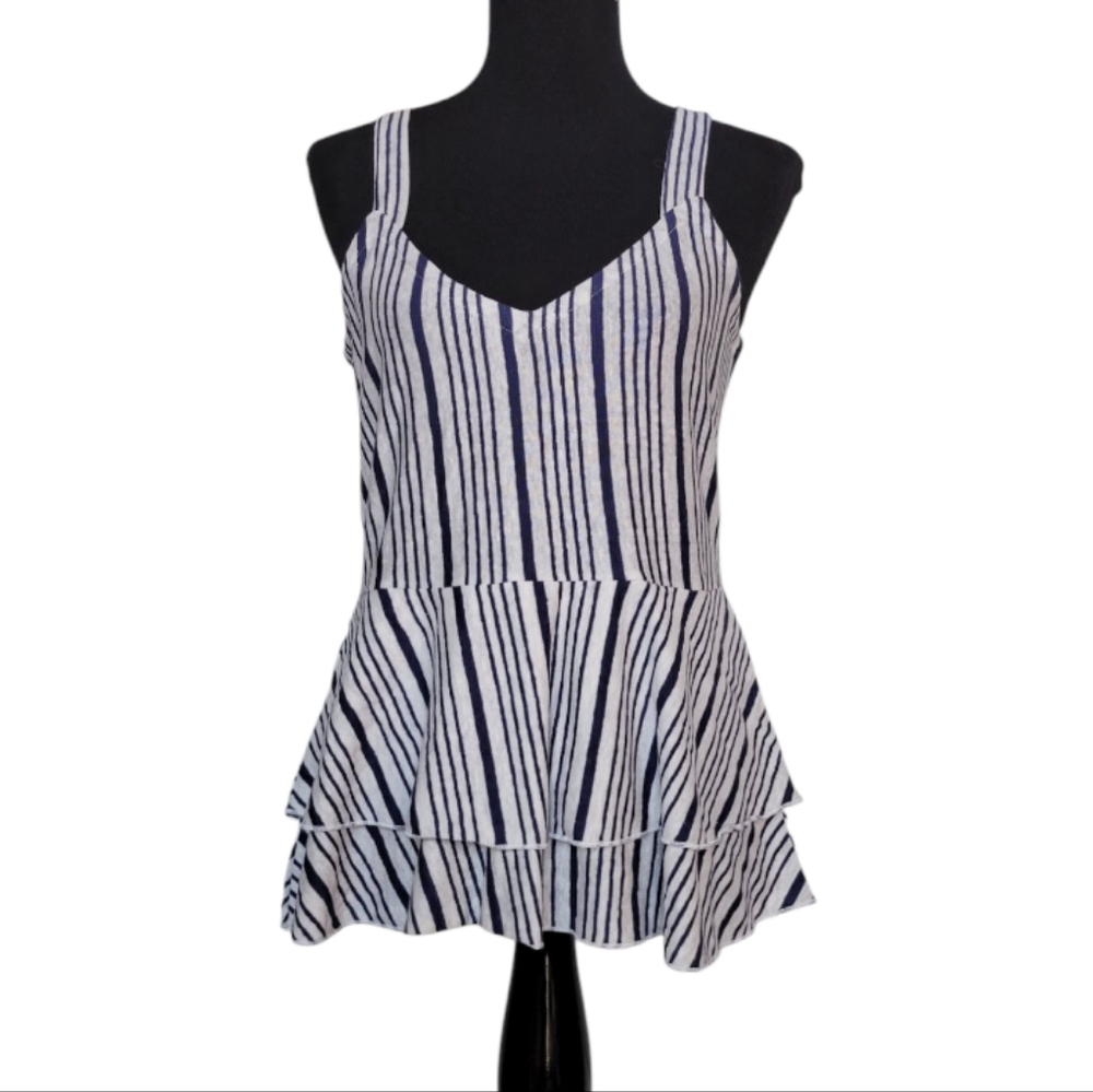 CHASER NWT Striped Sleeveless Peplum Top